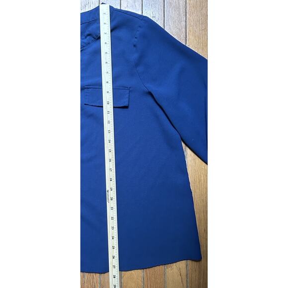Bloomchic Navy Blue V-Neck Roll Tab Sleeve Flowing Blousem14/16 - Picture 6 of 10